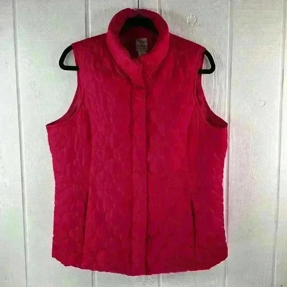 Izod Women’s Size L Fuschia Hot Pink Quilted Vest 2 Pockets Interior Drawstring - Picture 1 of 7